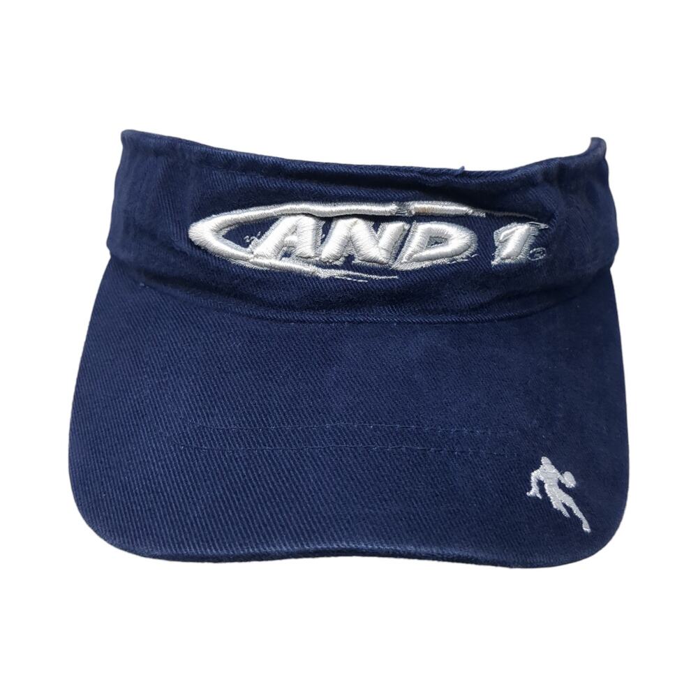 AND1 Basketball Strapback Visor Hat Blue One Size Solid Embroidered